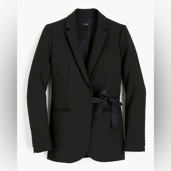 J Crew‎ Tie-front blazer in four-season stretch Black sz 12 NWT Academia Office - Picture 1 of 9
